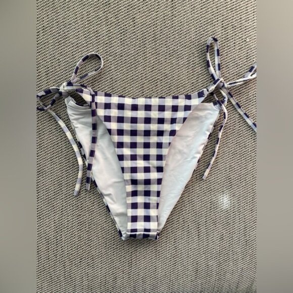 NEW Self-Portrait Navy Gingham Bikini Top & Bottom Removable Strap | US 2 UK 6 - Picture 10 of 12